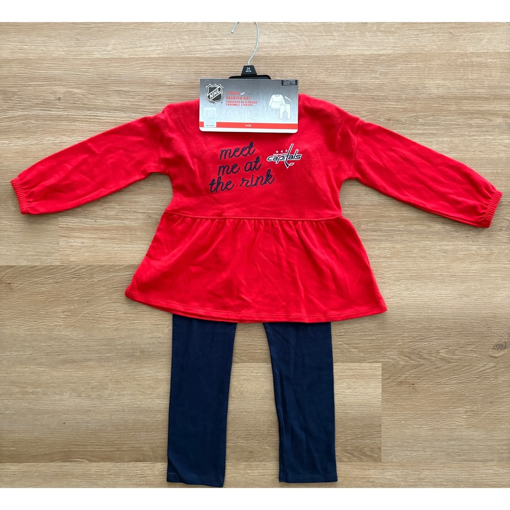 NWT Girls NHL Washington Capitals Toddler 3 Piece Set - 24M -Red/Navy Blue
